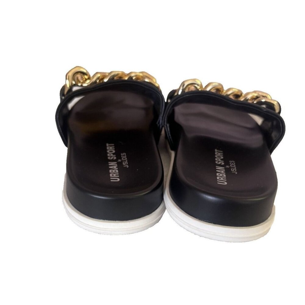 Black Slides With Gold Chain Accent By Urban Sport size 6 - Picture 6 of 8